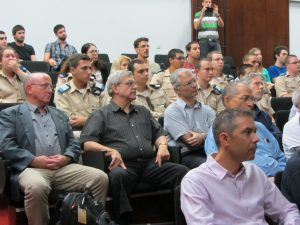 AUVSI 2016 - Prof. Moshe Sidi and Prof. Wayne Kaplan representing Technion's management, and a group of students from the Israeli Air Force Technical School