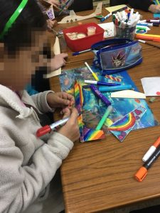 Decorating airplane models at the “Imbar” after-school child care facility