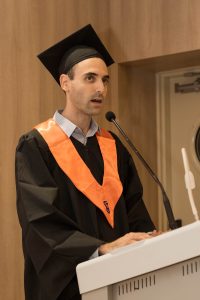 Izhak Mizrahi speaking at the Master Degree Graduation Ceremony 2019